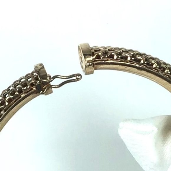 Textured Rose Gold Over Sterling Silver Italian Mesh Bangle Bracelet - Picture 5 of 6